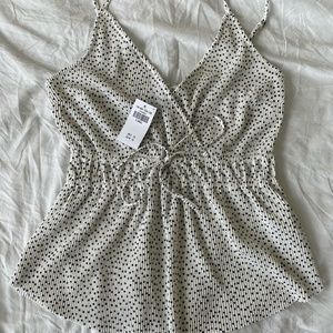 NWT Abercrombie Pleated Polka Dot Tank Top